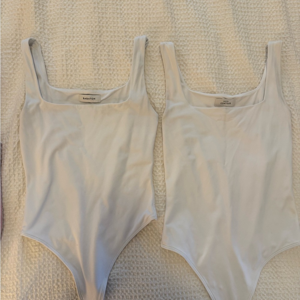 Pair of White Scoop Neck Bodysuits - Aritzia Contour